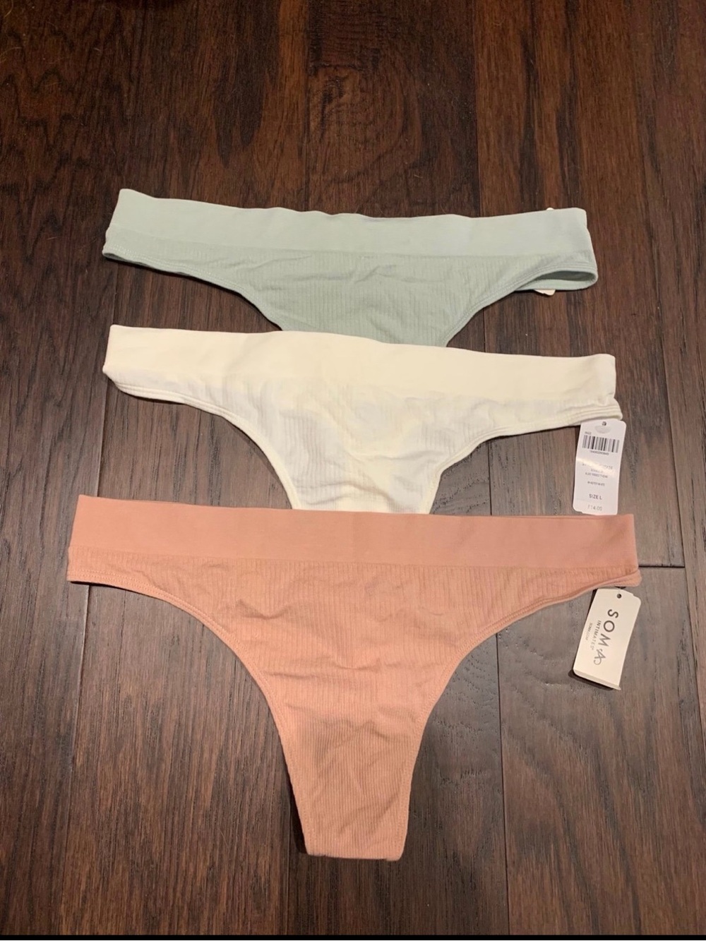 Soma 3-Pack Seamless Ribbed Thong Panties